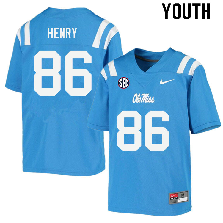 Youth #86 JJ Henry Ole Miss Rebels College Football Jerseys Sale-Power Blue
